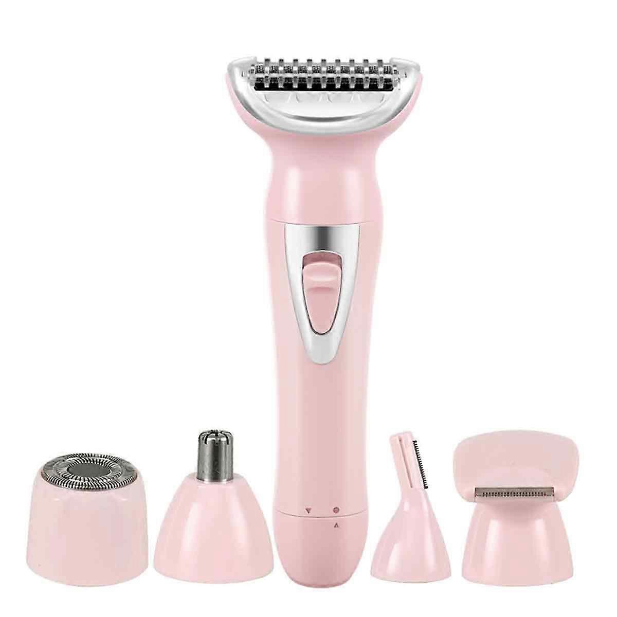 女性用5-in-1ウェット/ドライ電気シェーバー、顔、鼻、脇の下、陰部