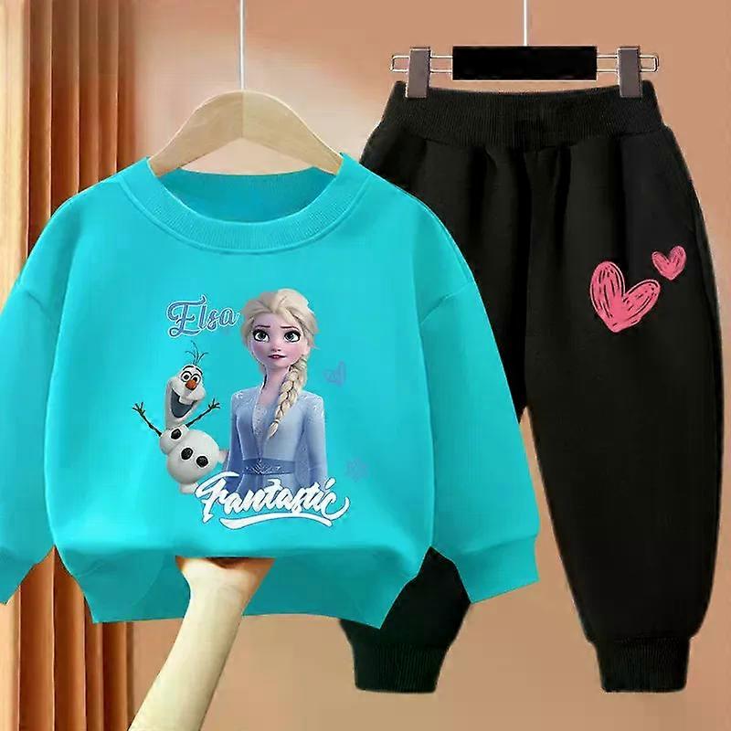 DISNEY Frozen Elsa Baby Girls Clothing Sets Spring Autumn New O Neck Hoodies Pant Two Piece Suit for Children Thin Tracksuit