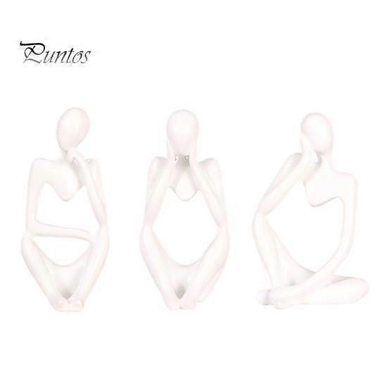 3Pcs Abstract Thinker Figurine Mini Sitting Thinker Resin Statue Sculpture Living Room Home Office Bookshelf Desktop Decoration Ornament