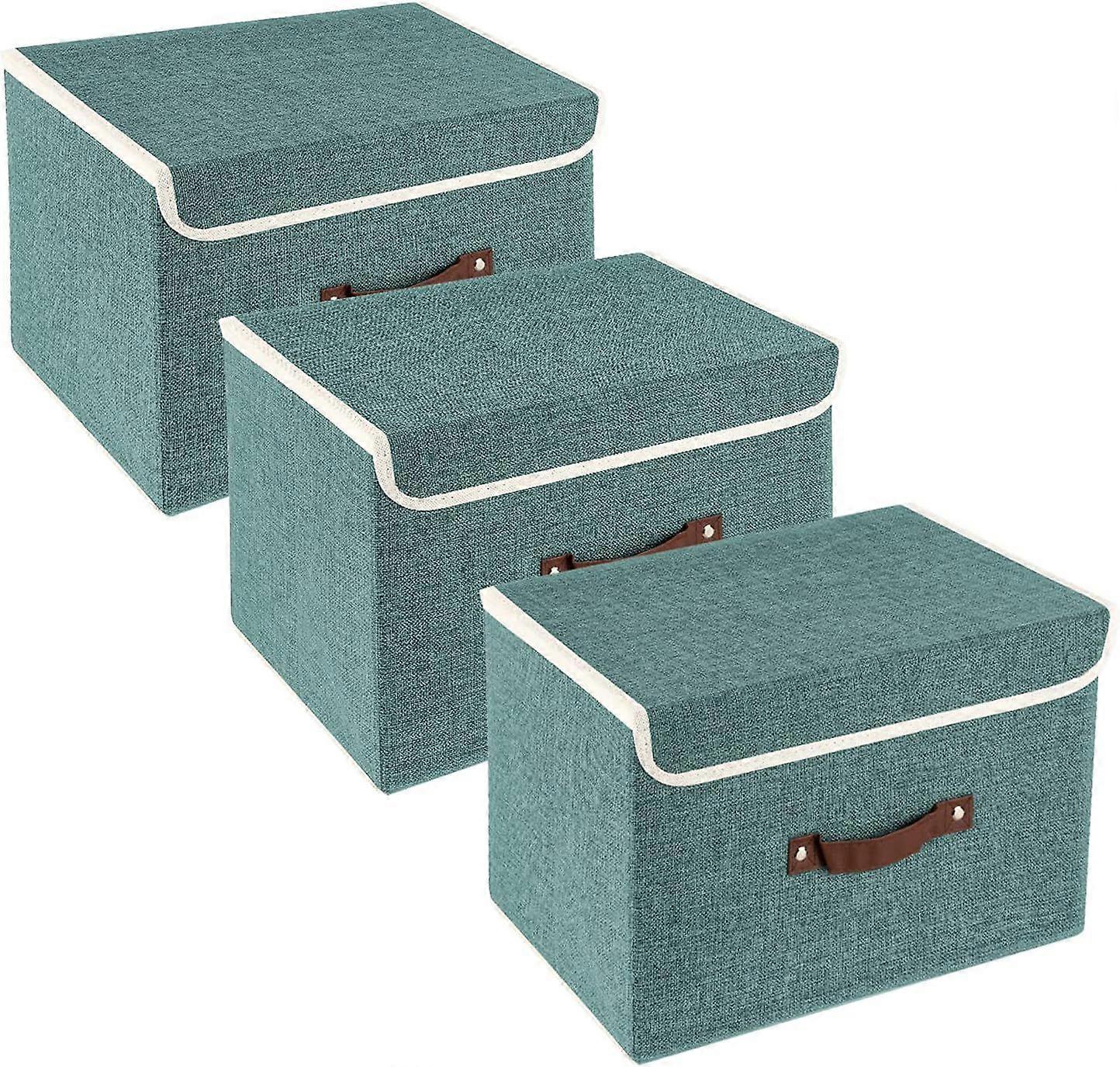 Storage Boxes with Lids, Fabric, Washable, Organizer Boxes, 38x25x25 cm, Set of 3
