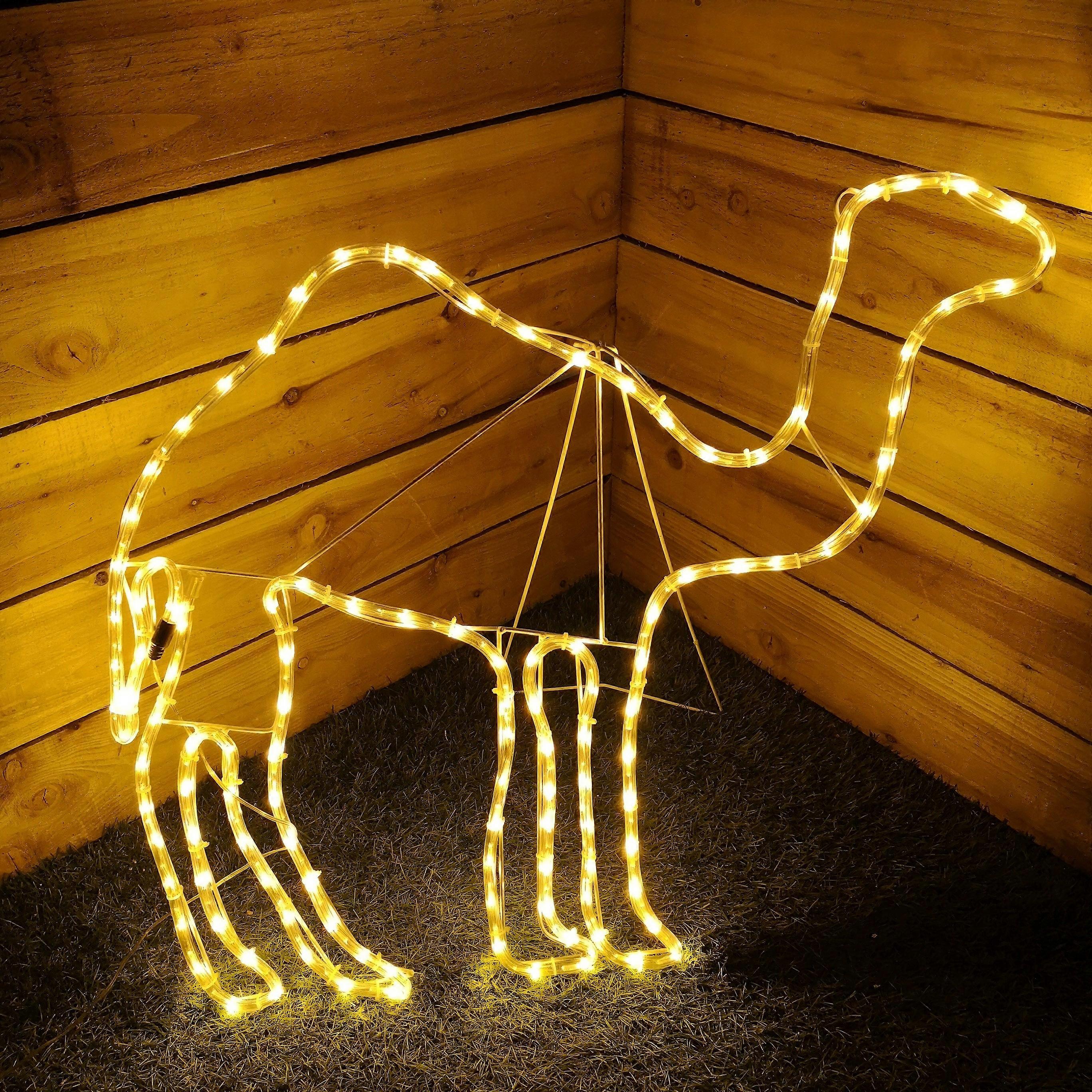 80Cm Christmas Camel Rope Light With Stand Warm White