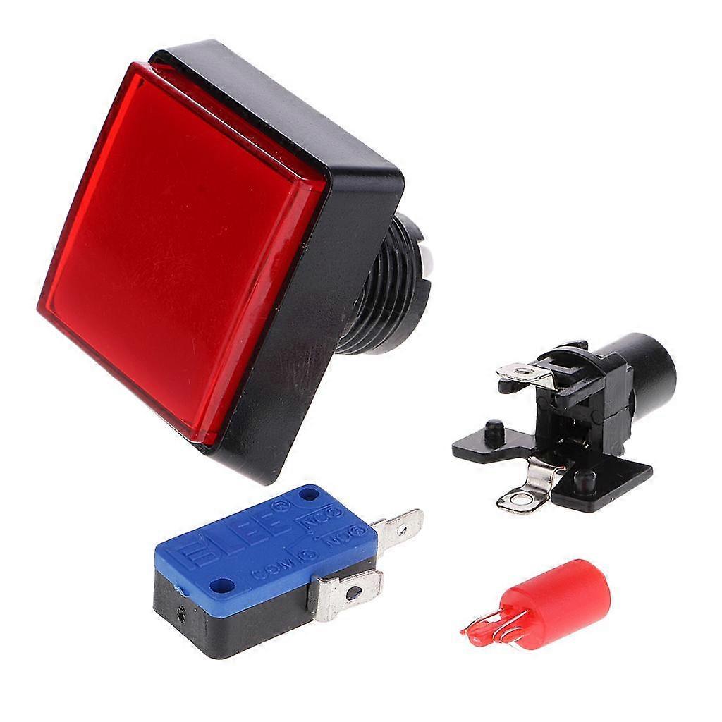 Rectangle Arcade Game Machine Push Button W/ 12V Led Lamp Illuminated 5x5cm