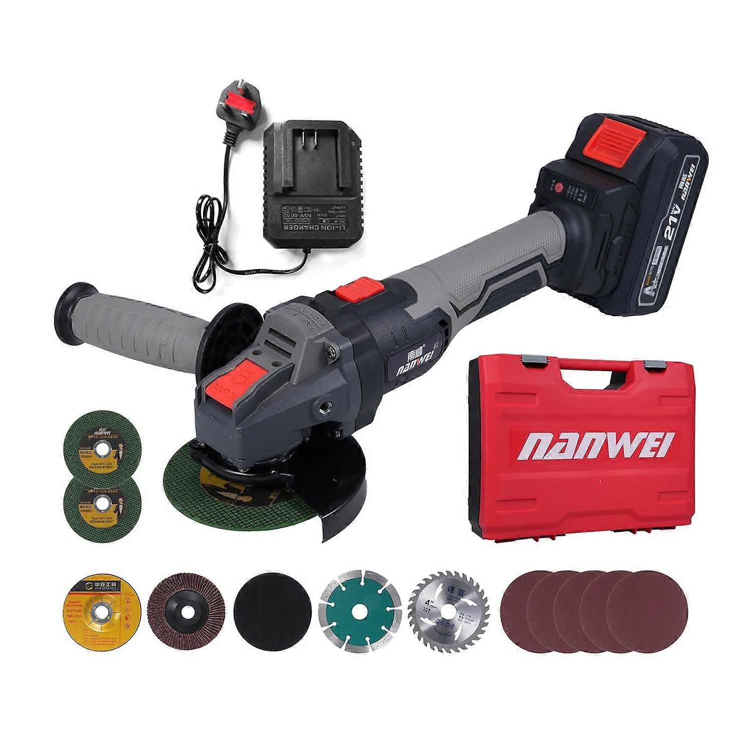 Cordless Angle Grinder 3 Speed Adjustment Electric Grinder Power Display Brushless Motor 21V 4000mah