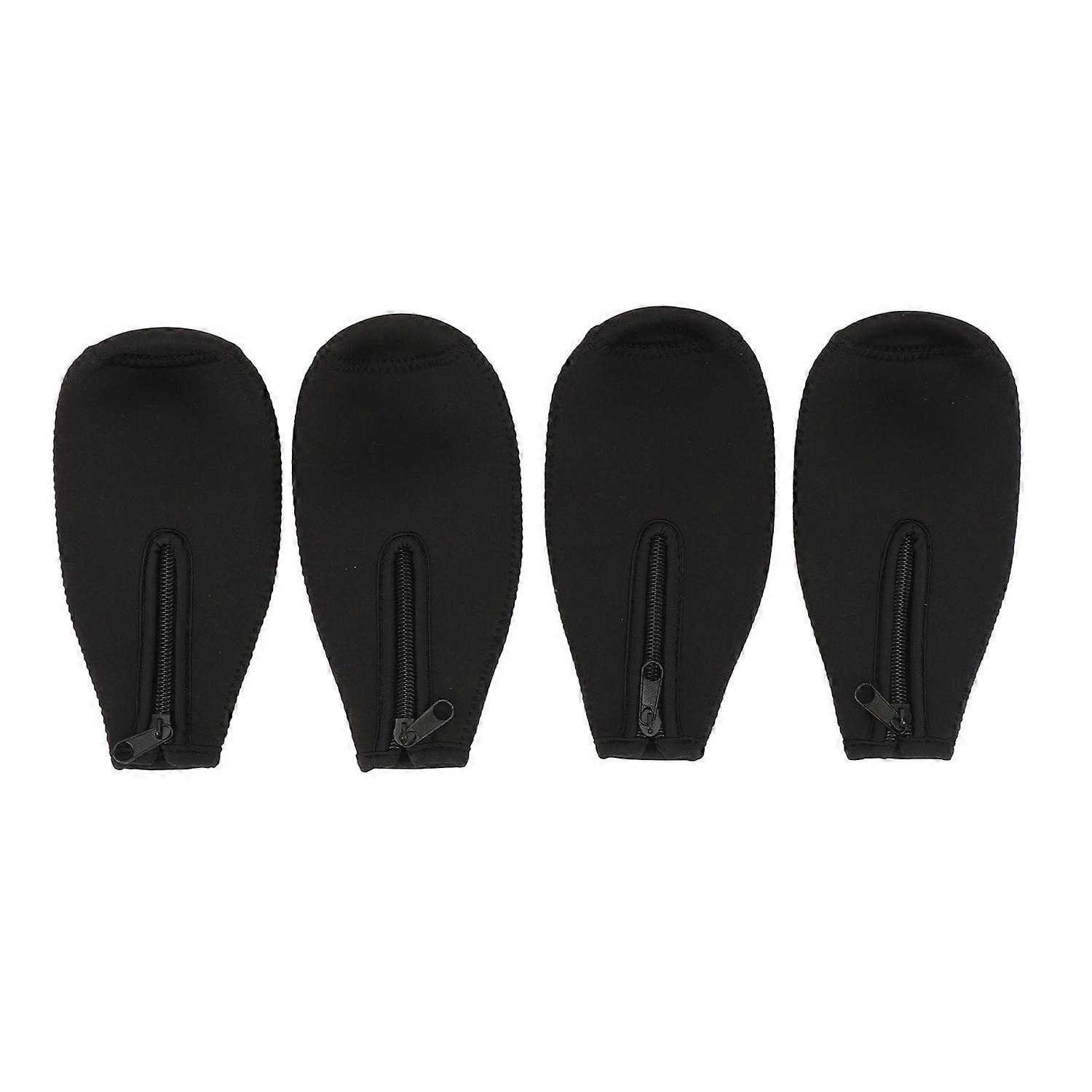 4 Pack Beer Bottle Insulator Sleeve Thick Neoprene Beer Bottle Sleeve Zip Up Bottle Jacket Black