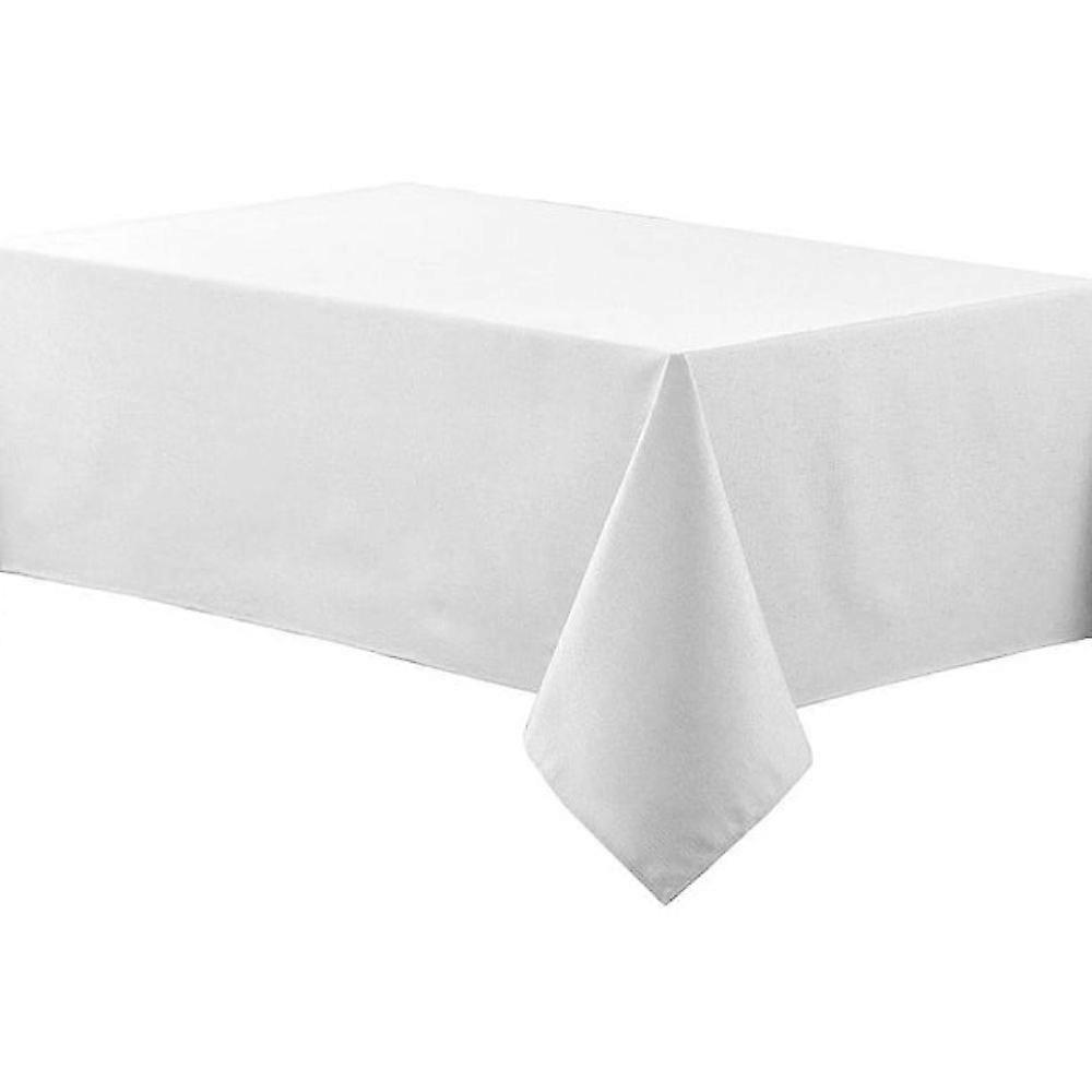 140x220cm Linen Look Waterproof Rectangular Polyester Tablecloth Wrinkle Stain Resistant Table Cover Protector u2 3 White