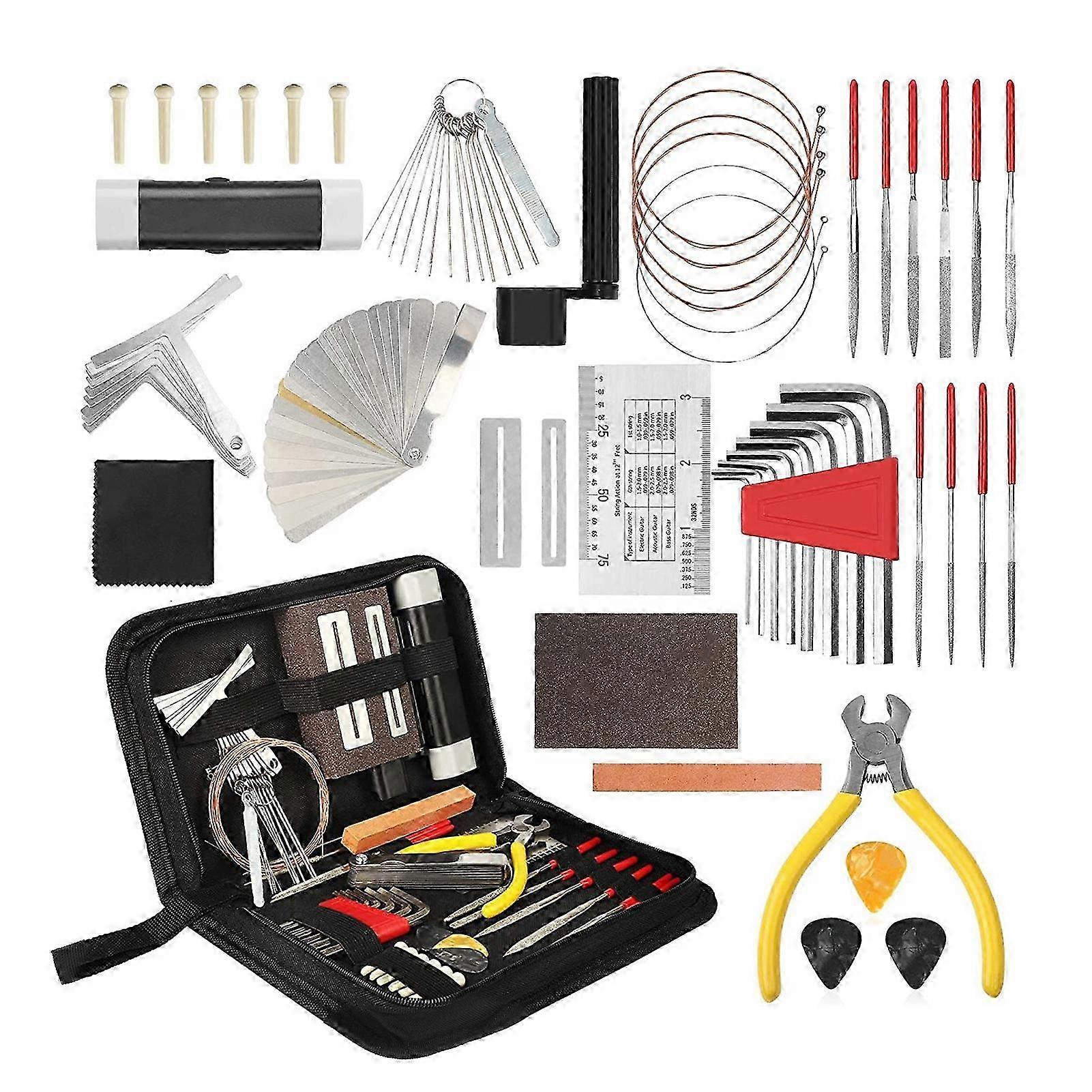 Guitar Repair Tools String Winder Bridge Pins Sanding Kit Hex Wrench Maintenance Utensils