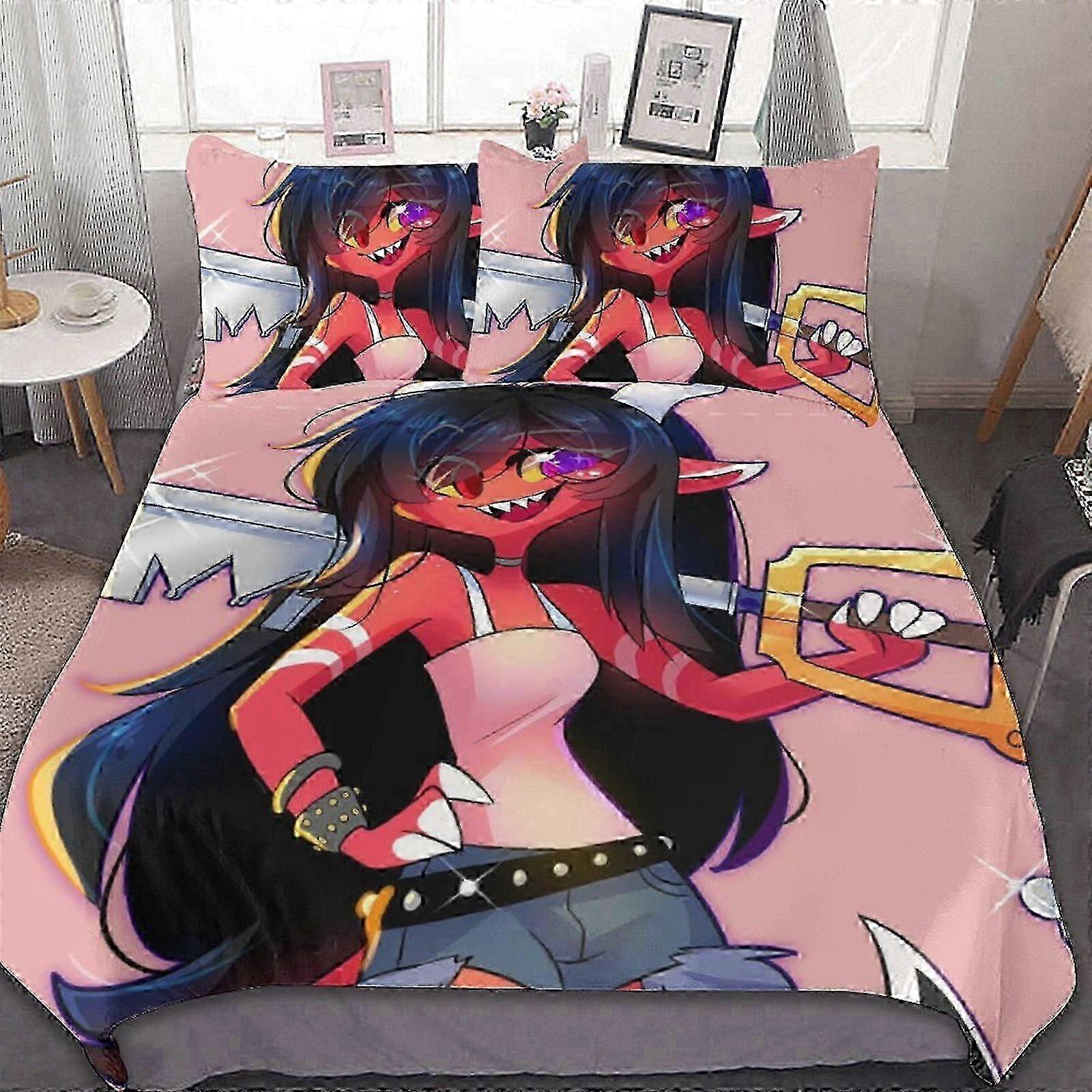 n441 Lakan Helluva Boss Animated3 stycken sängkläder Se Soft Comforter Se Decor Bedroom Gif (1 påslakan och 2 örngott) Lakan iiv441