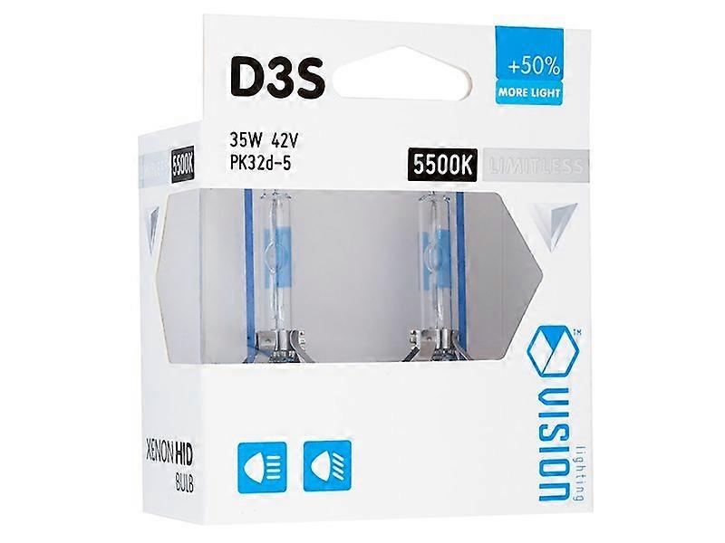 Λαμπτήρες Xenon VISION D3S 5500K 42V 35W PK32d-5 +50% Limitless Λευκό, 2 τεμ.