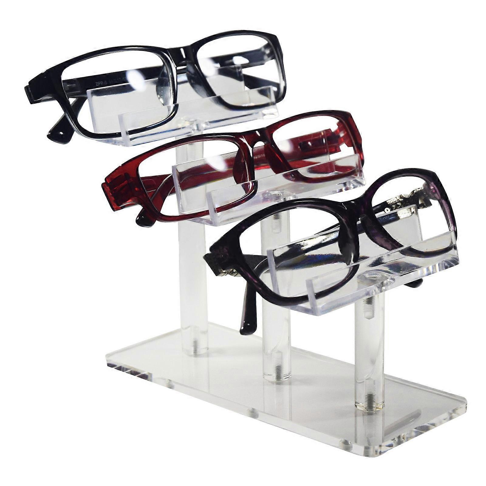 Clear Acrylic Eyeglasses Storage Solution, 3/4/6 Tiers Display Stand Sunglass Holder for Multiple Glasses