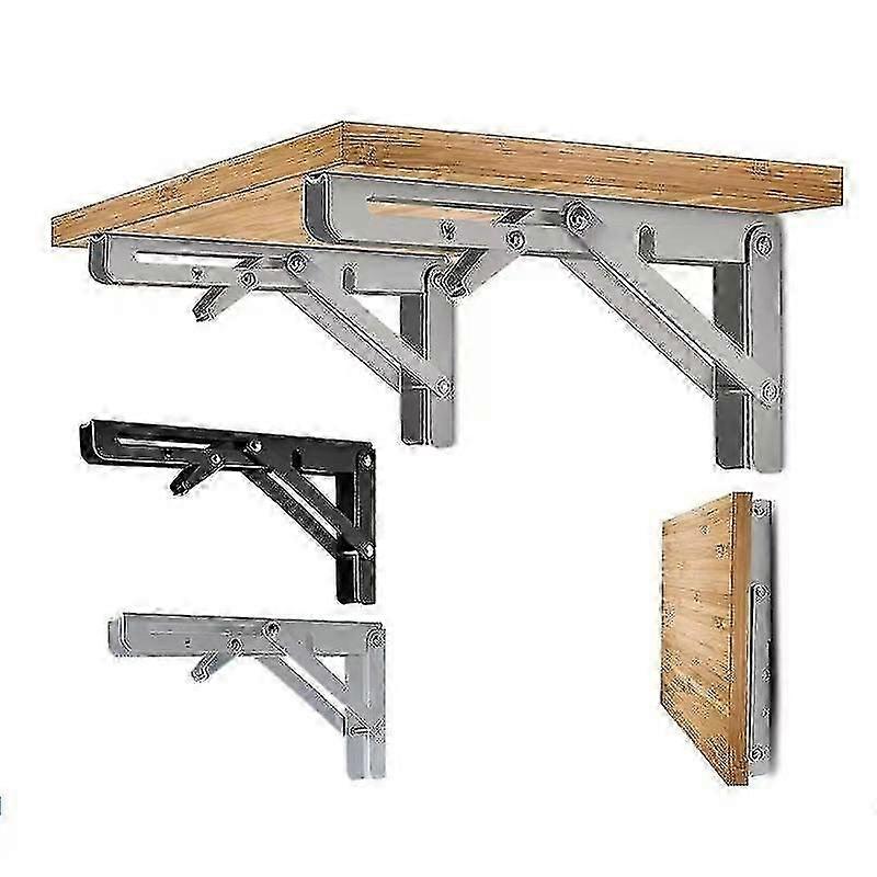 2pcs Folding Angle Bracket Adjustable Wall Mounted Folding Table Shelf Bracket