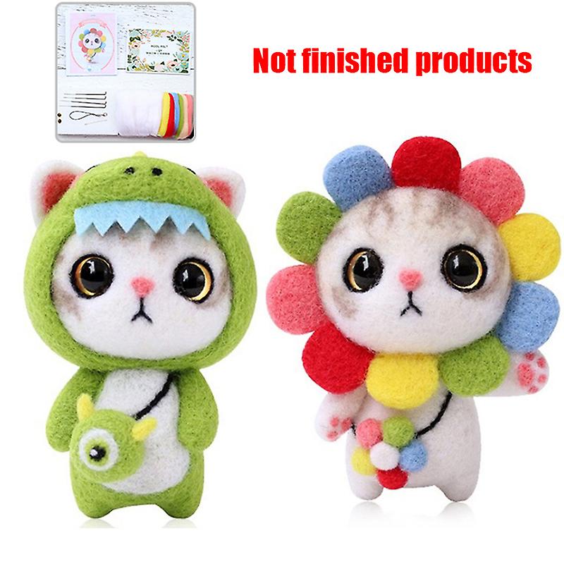 Cat Doll Wool Felt Poked Diy Non Finished Material Set Handmade Needle Craft
