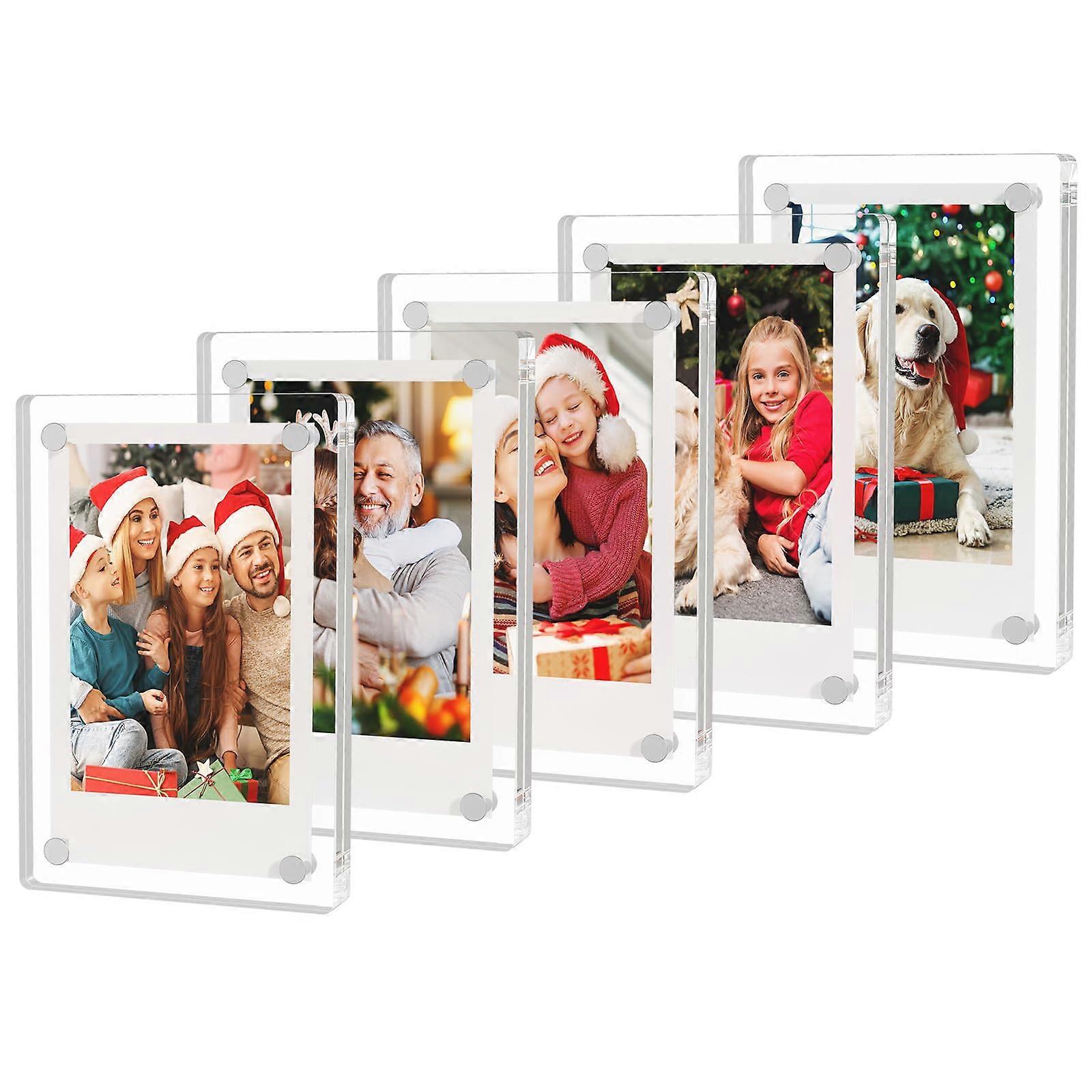 Acrylic Fridge Magnetic Frame 2.36 x 3.54 Inch Double Sided Picture Frame for Fujifilm Instax Mini Pack of 5 Clear Display