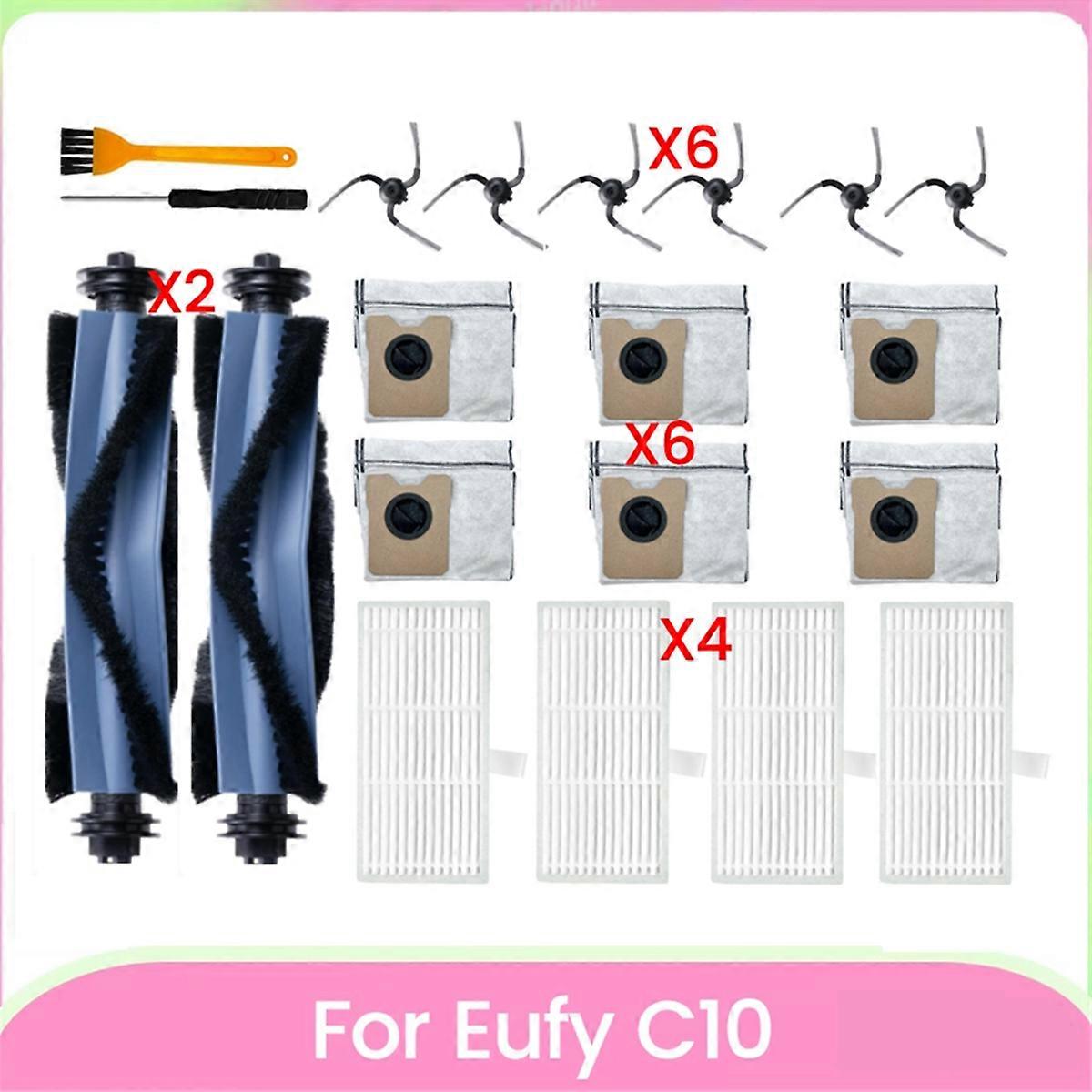 20PCS Main Brush Side Brush Hepa Filter Dust Bag Replacement for Eufy C10 Robot Vacuum Cleaner Acces