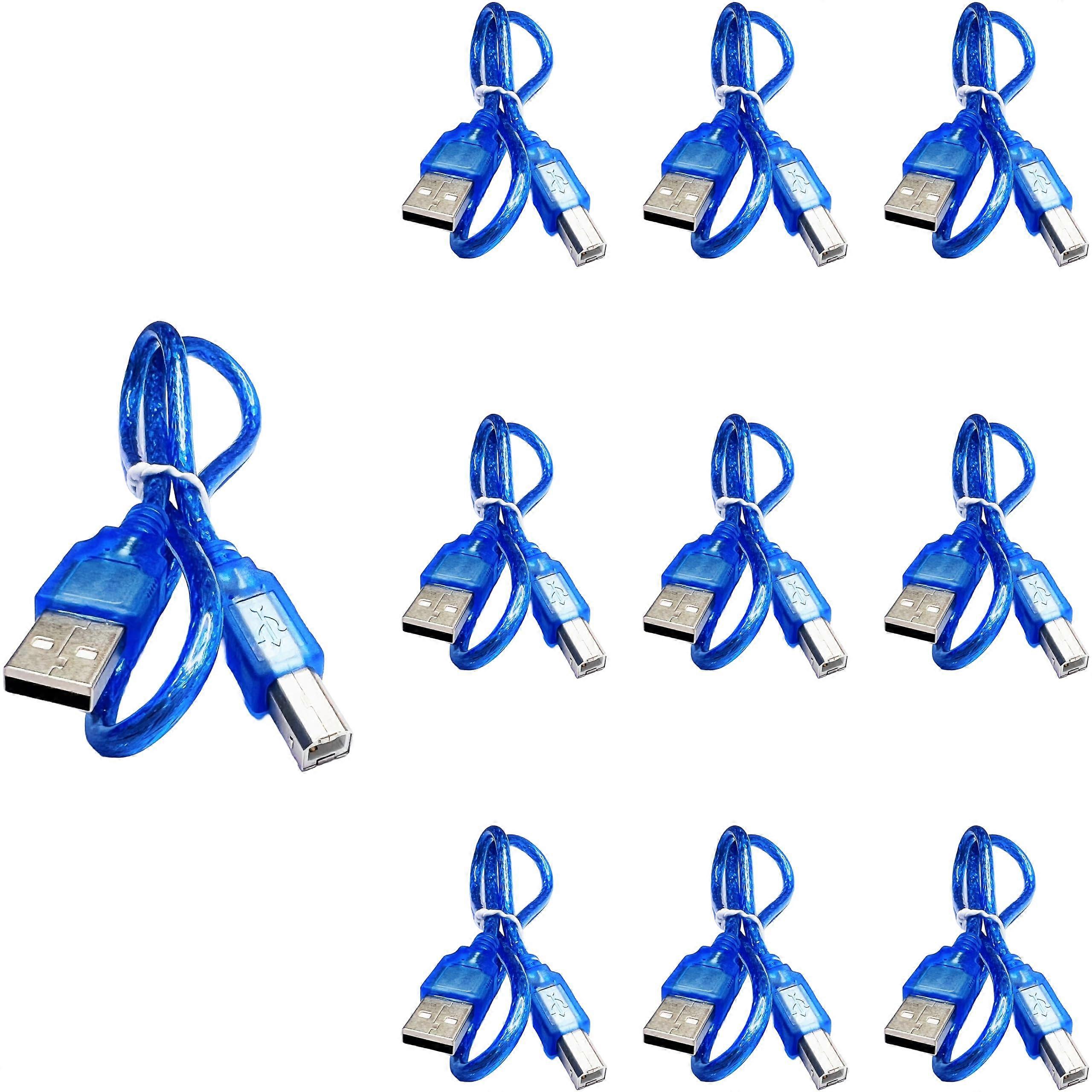 USB 2.0 A to B Data Transfer Cable, 50cm (19.7 inches), 10 Pieces