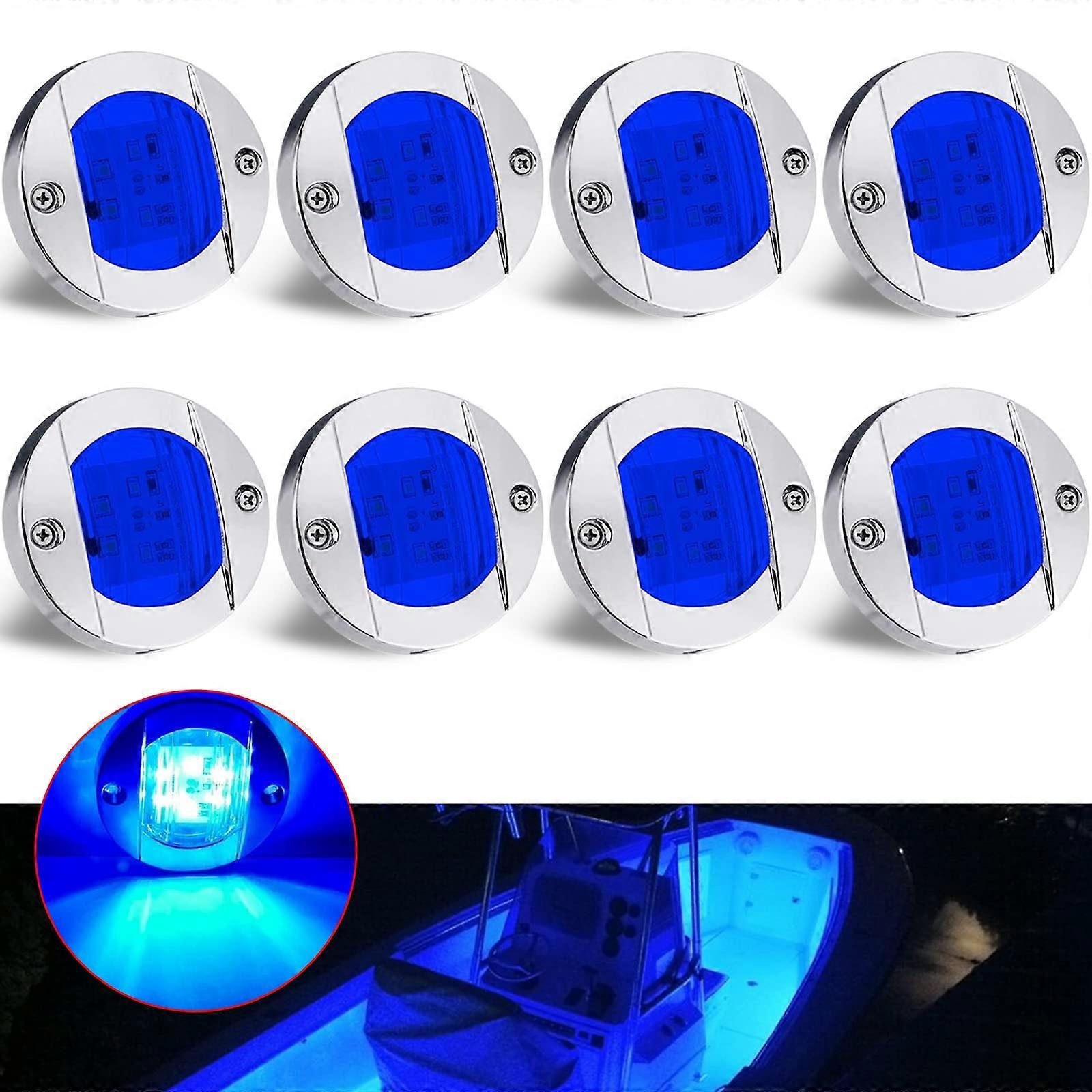 6 LED Blue Boat Navigation Lights Round Anchor Transom Stern Lights For Pontoon Skiff