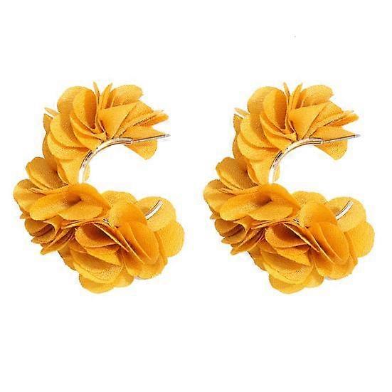 1 Pair Stud Earrings Fine Workmanship All Match Fade-resistant Elegant C-shaped Fabric Petal Earrings