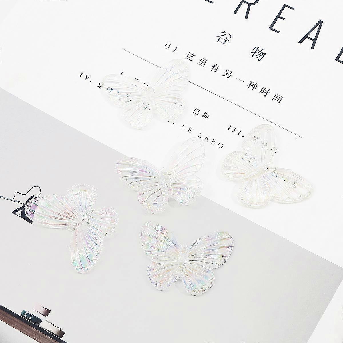 4Pcs Acrylic Butterfly Gradual Color Beads for DIY Jewelry Making Findings