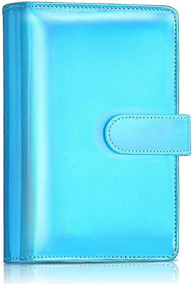 A6 PU Leather 6 Ring Notebook Binder with Magnetic Buckle Closure (Laser Blue)