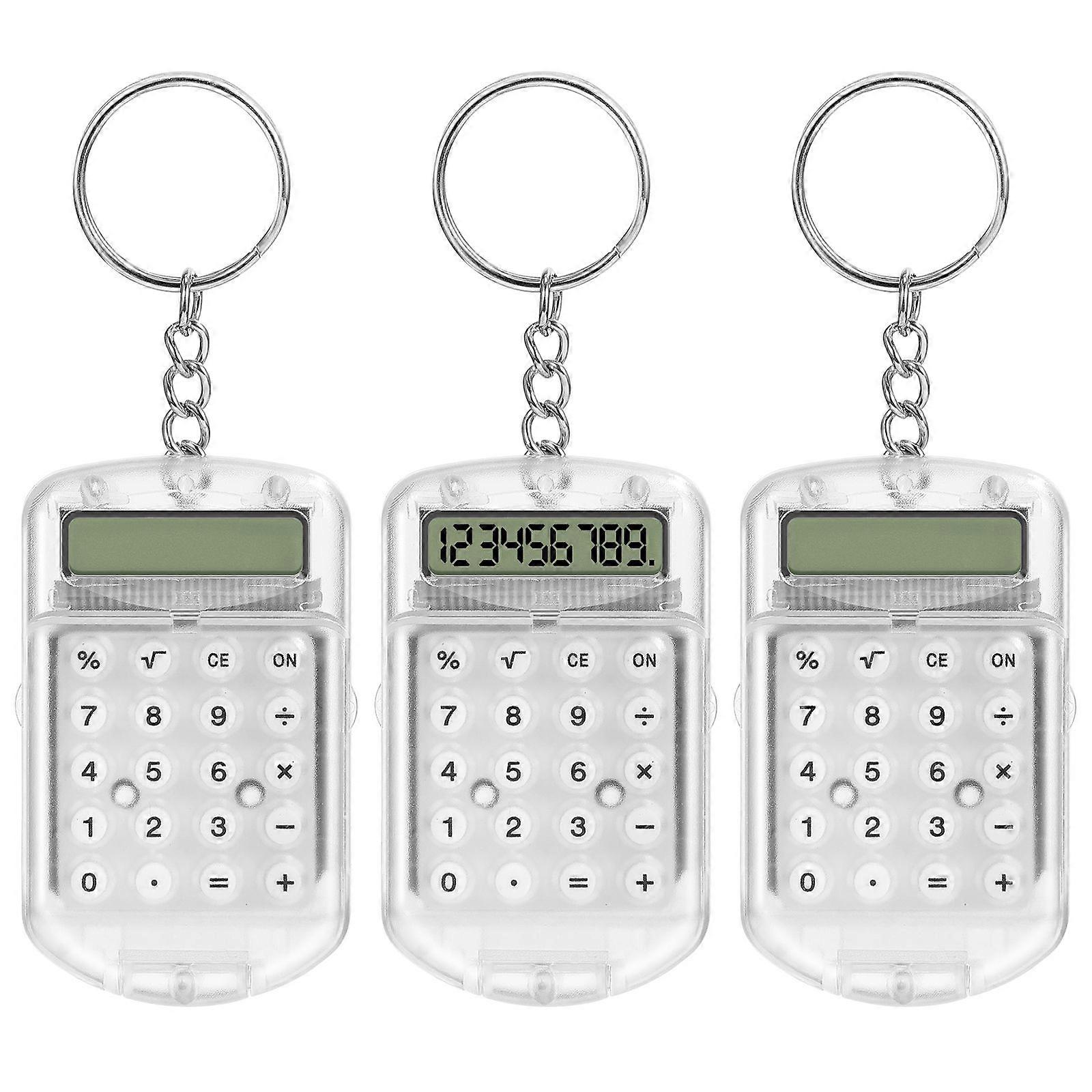3pcs Mini Electronic Calculator Keychain Tiny Small Pocket Calculator Key Ring