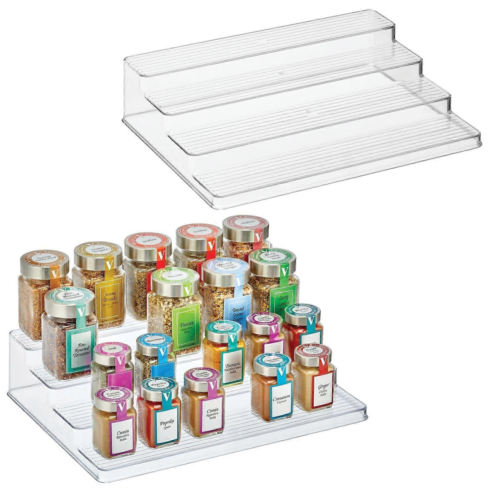 Plastic 4-Tier Storage Organizer, 2 Pack Clear Container Shelf Unit, Lumiere Collection for Home and Office Use