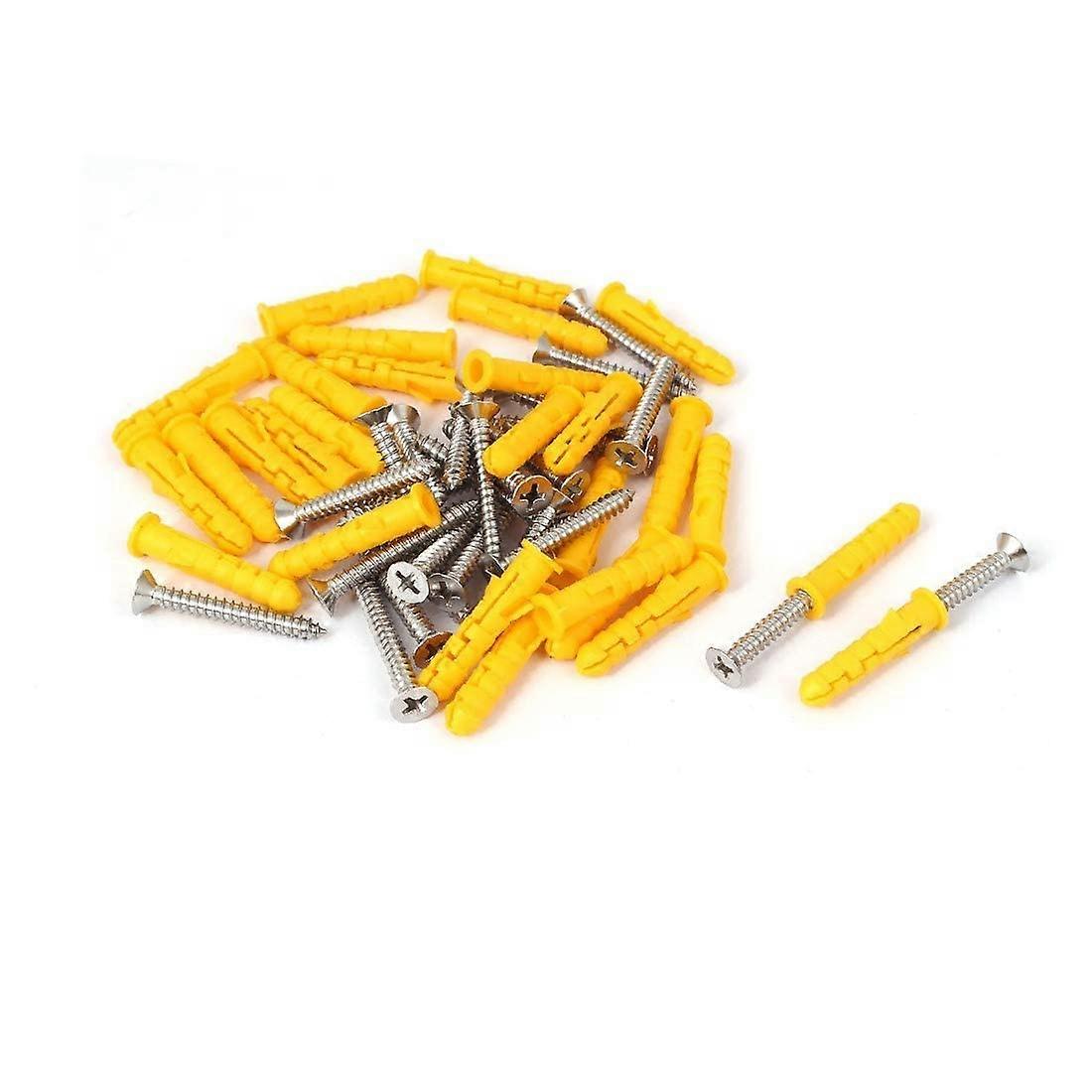 6x30mm Plastic Expansion Anchor Wall Anchors 25pcs - Medium Size with Multiple Color Screws for Versatile Use