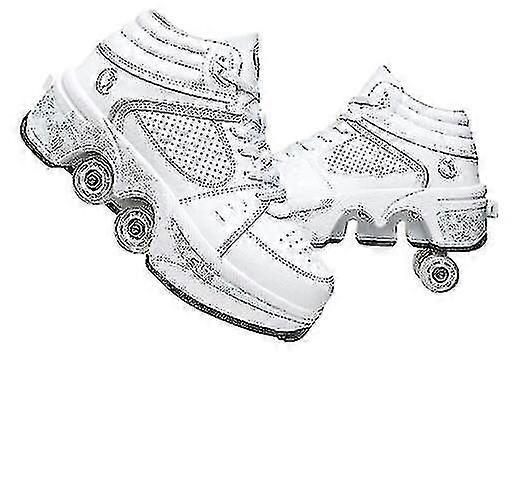 EU36 Multifunctional Roller Skates Shoes For Adult Children's Skating Shoes White