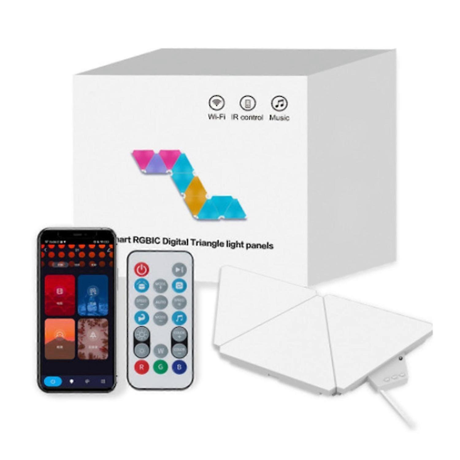 US Plug 1 Set Digital Ambient Light Free Splicing Creative Music Mode Triangular Infrared/Intelligent Contro