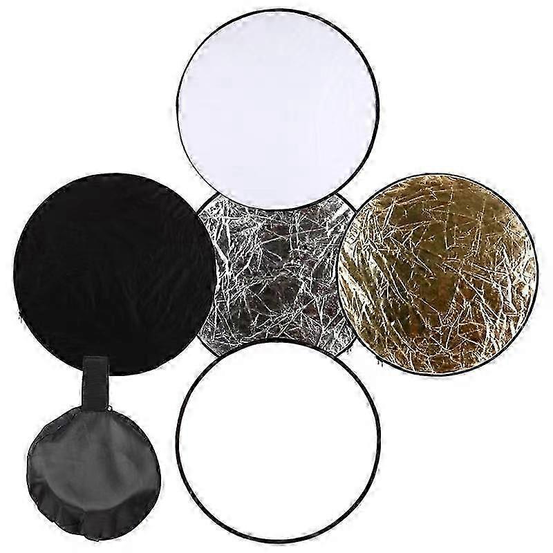 5 in 1 Light Reflectors with Soft Silver Gold White and Black Round Collapsible Multi Portable Reflector for Photography 30cm / 11.8in
