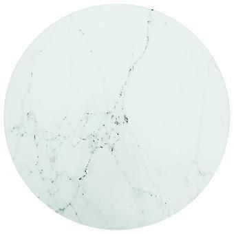 Tischplatte Weiß Ø40x0,8 cm Hartglas in Marmoroptik