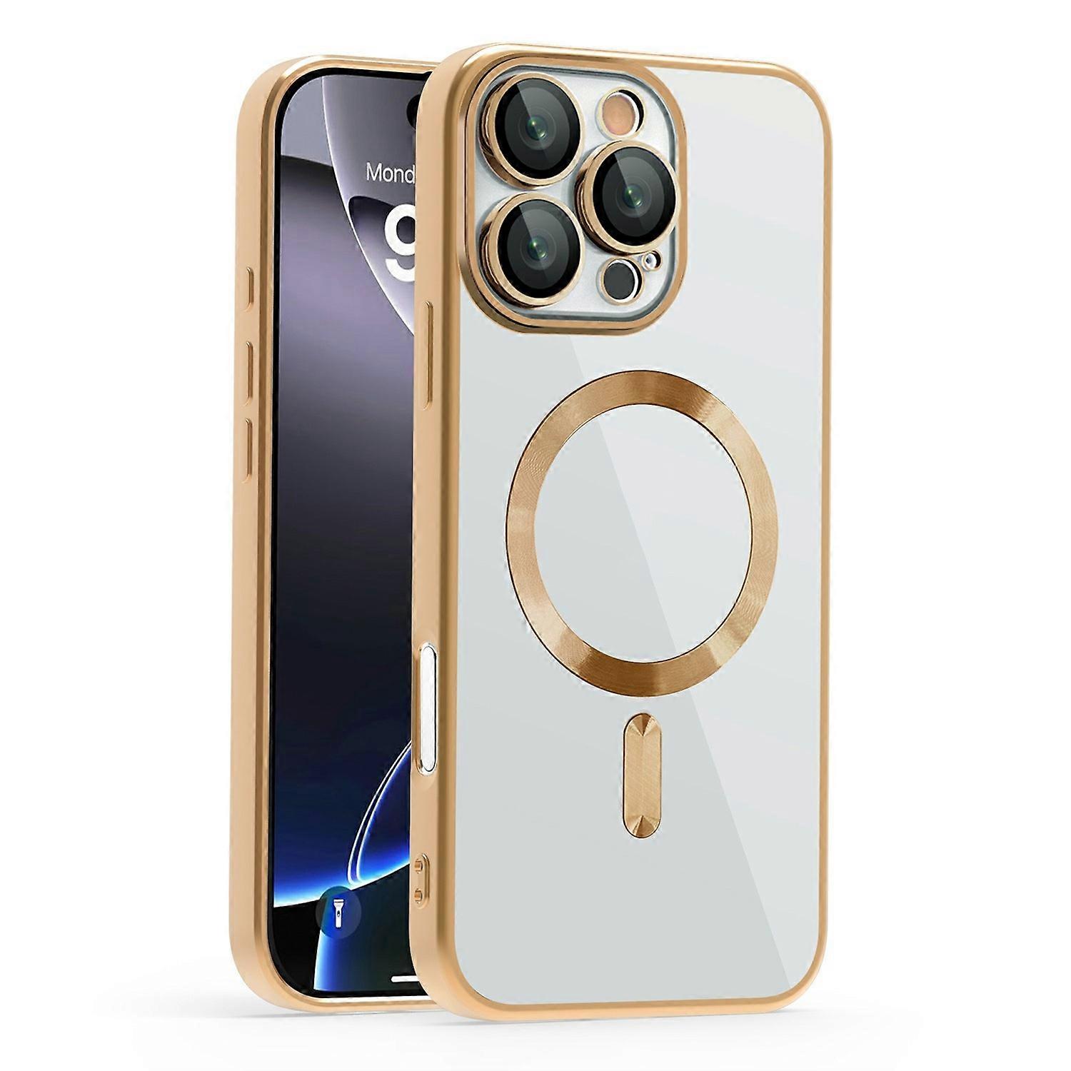 For iPhone 16 Pro Max Case Compatible with MagSafe TPU + PC Clear Back Cover - Brown