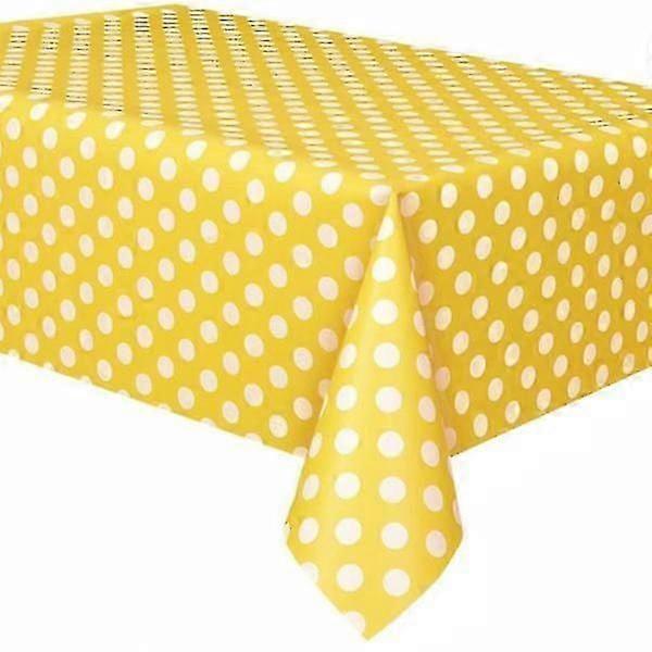 PC (Yellow) Rectangular 137 x 183 cm Polka Dot PVC Wax Cloth Table