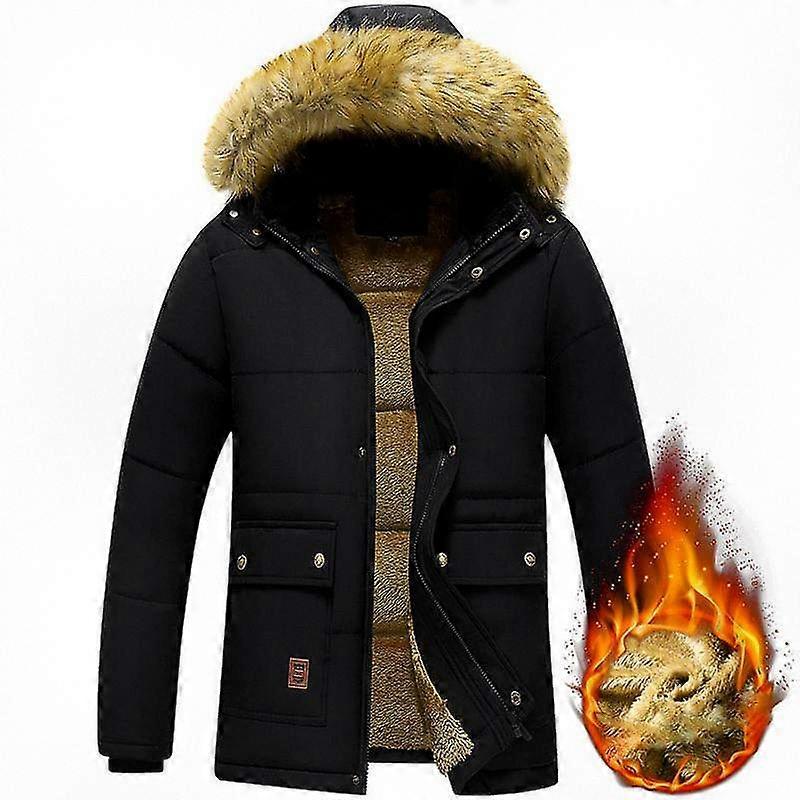 Men's Heavyweight Insulated Winter Jacket with Detachable Hood for Cold Weather