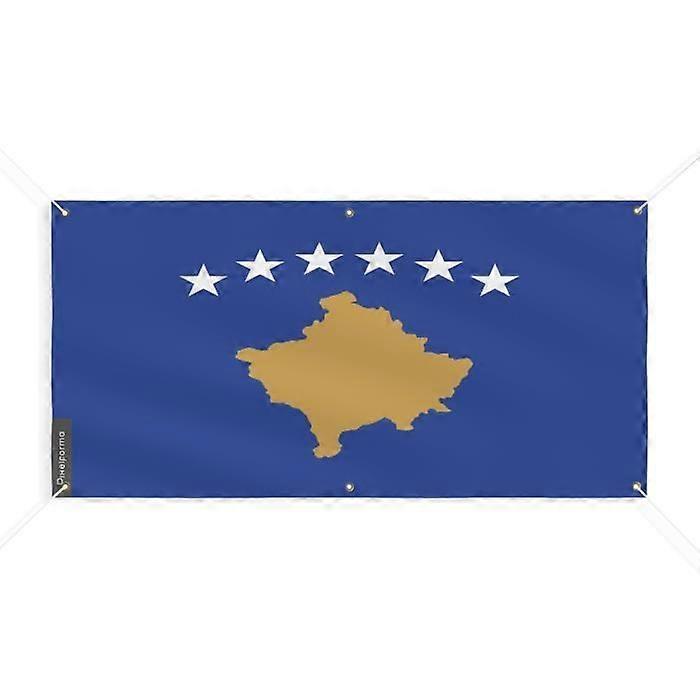 Kosovo Flag Banner - PIXELFORMA - 100x200cm - Durable Polyester - 6 Reinforced Eyelets