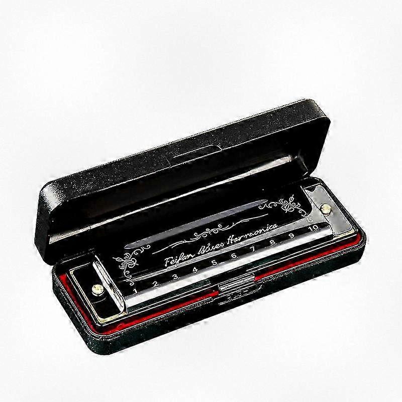 10 Hole 20 Harmonica Blues Deluxe Harmonica for Beginners - Suitable for C Key - Black Color