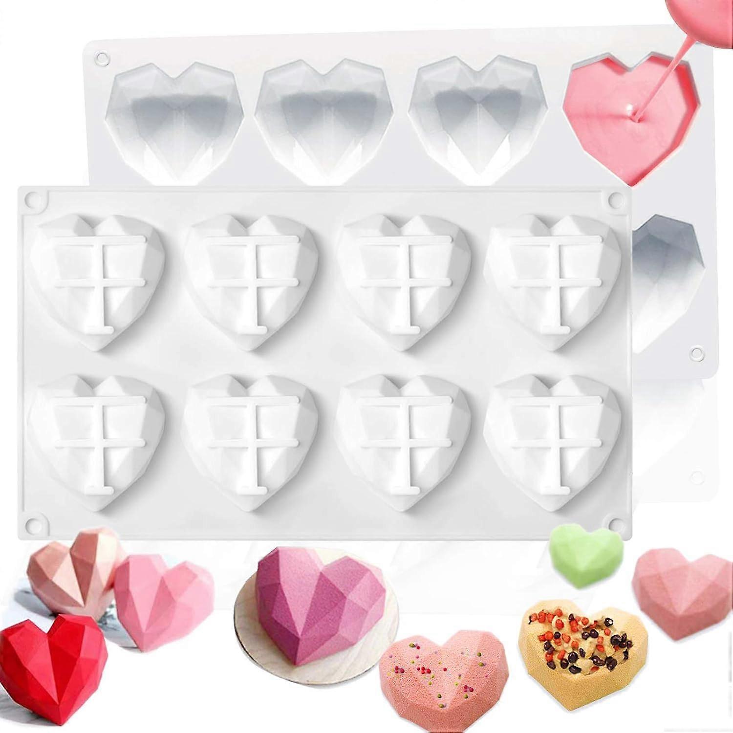 2Pcs Heart Shaped Silicone Molds Set+Hammers Droppers-Baking Mousse Cake