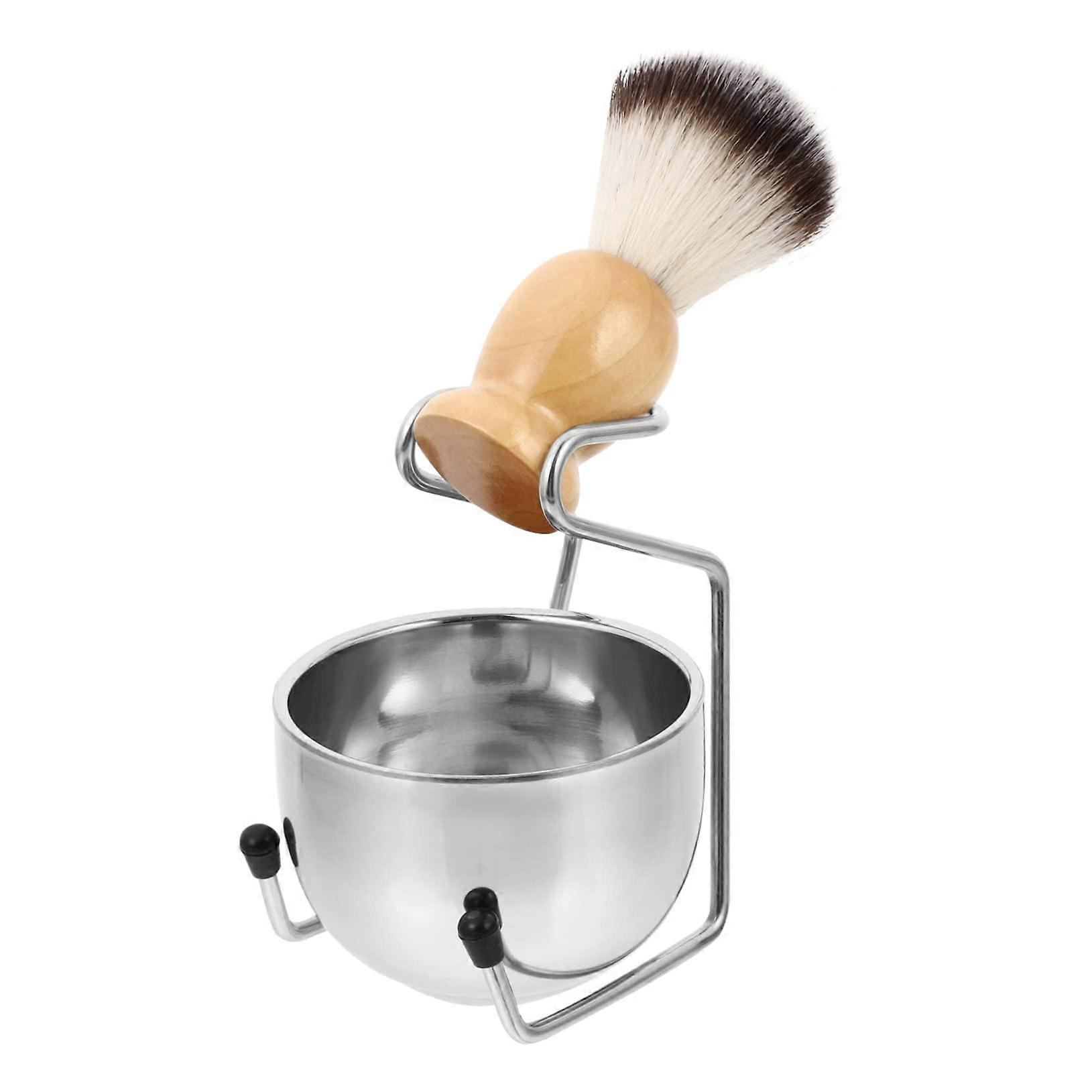 1Set Men Shaving Brush Set with Grooming Bowl and Holder Rack Shaving Kit for Effortless Lathering and Skin Exfoliation present for Every Man