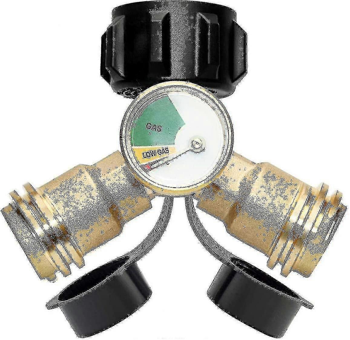 Barsinfi Splitter, Propane Tank Y Splitter Adapter, With Instrument, 2-way Lpg Adapter Tee Joint