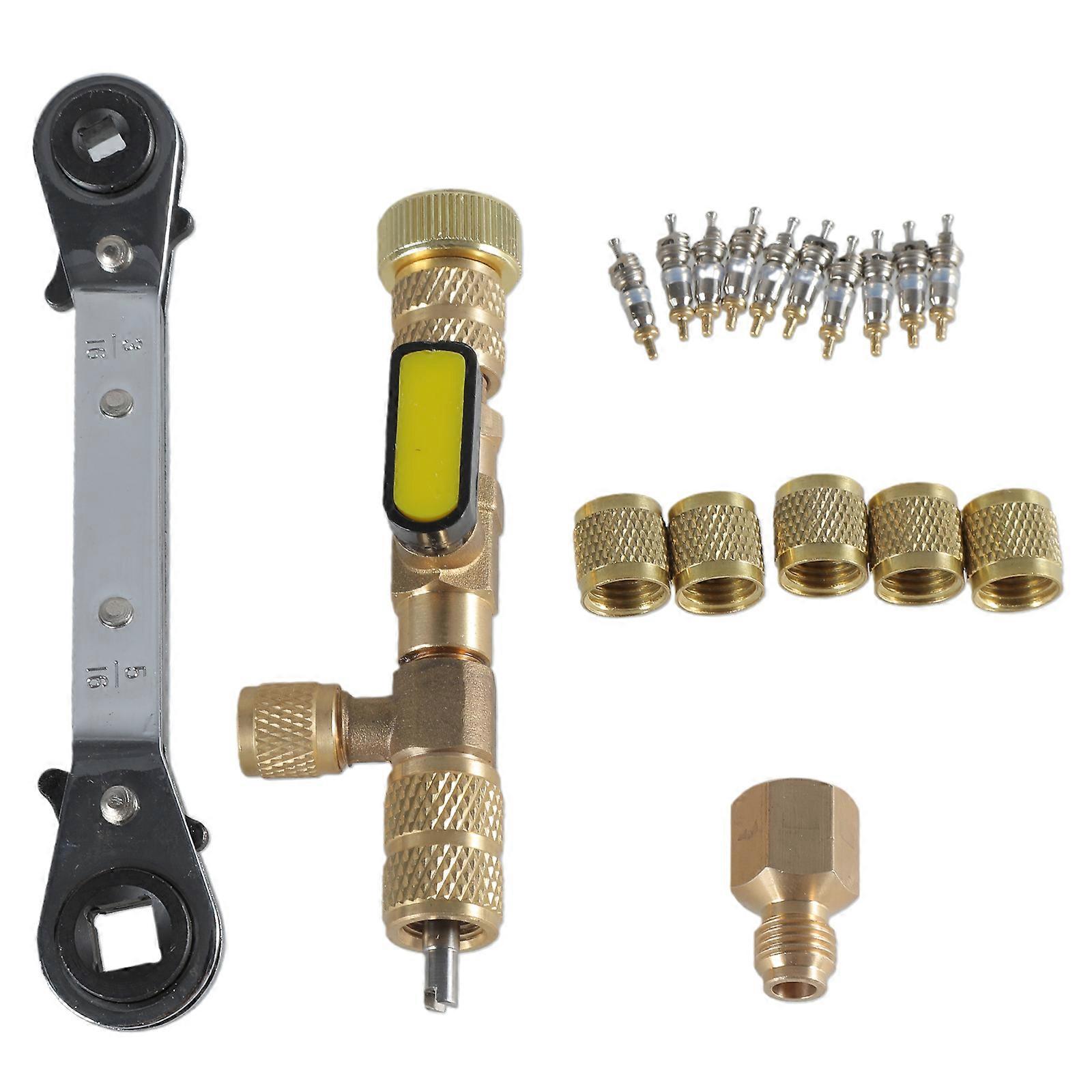 Systems Maintenance Replacement Set Repair Tool Set Core Removal Tool Brass Texture for Maintaining Cooling Systems