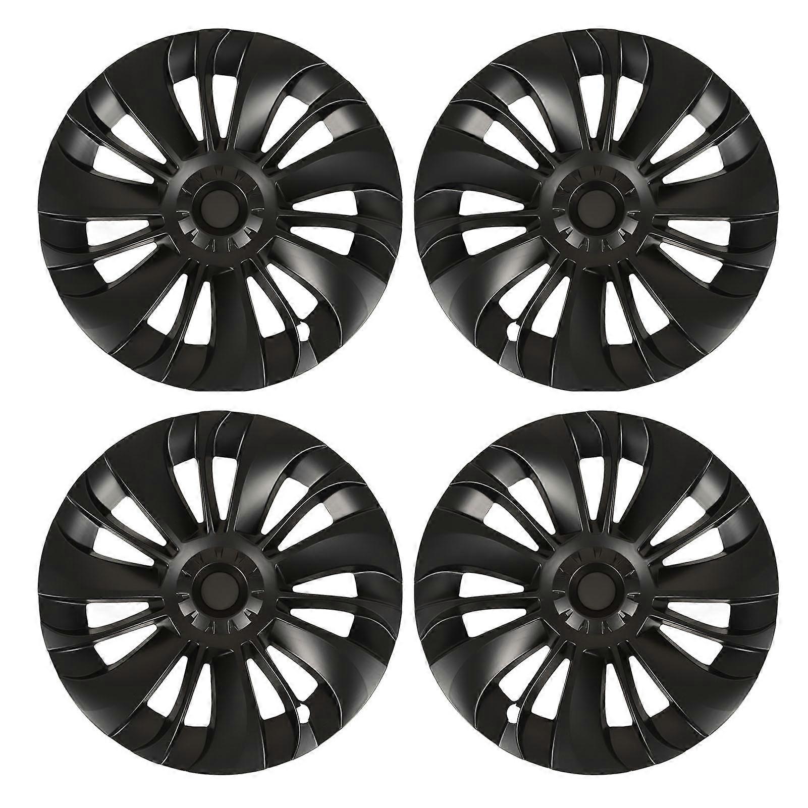 Lot de 4 enjoliveurs de roue 19 pouces, noir mat, style sportif, pour Tesla Model Y 2020 à 2023, Symmetry