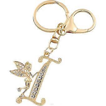 Alphabet Initial Letter Keychain Angel Key Ring for Purse Handbags Women Girl Letter Keychains