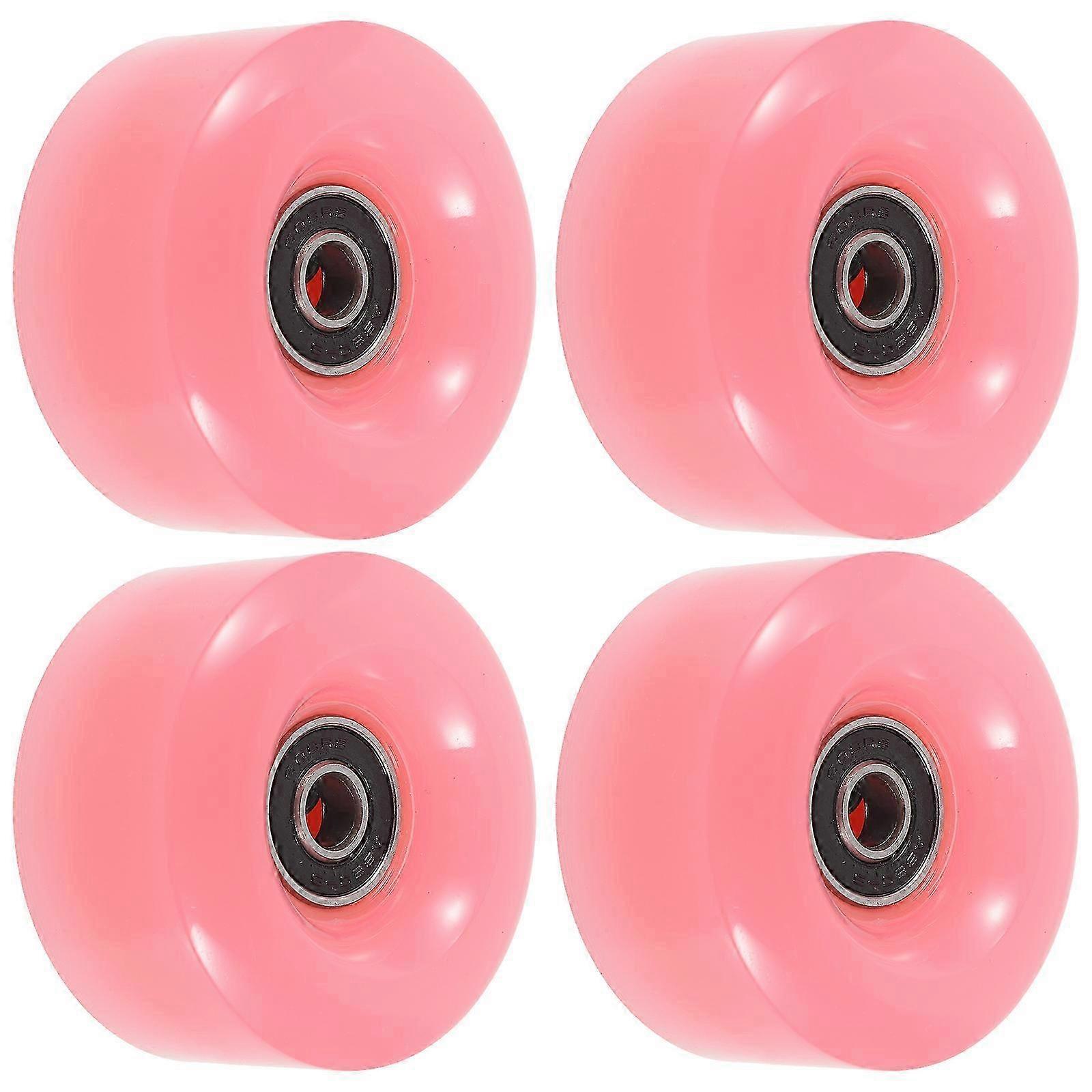 4pcs Pink Roller Skate Wheels 5.7x5.7cm Outdoor Replacement Wheels