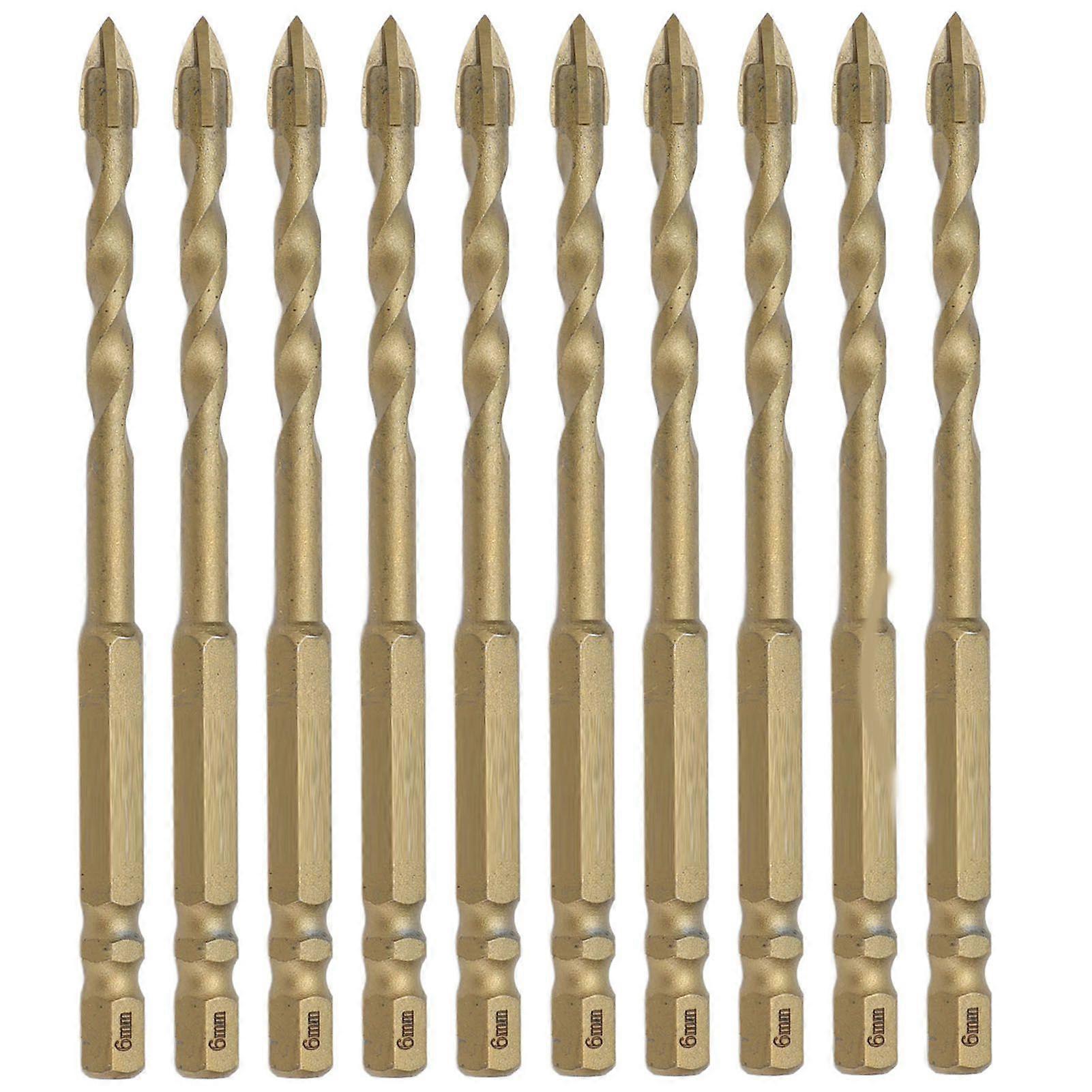 High quality 10-Pack Hexagonal Shank Cross Spear Head Ceramic Drill Bits for