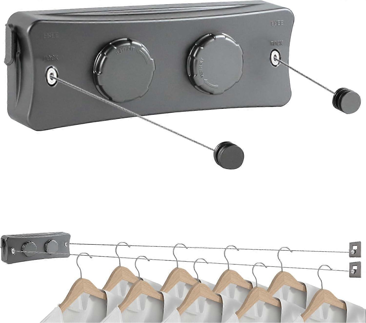 Extendable clothesline - Extendable clothesline - Steel braided - 5.1m - Automatic tension system - Alternative clothes rack or drying rack