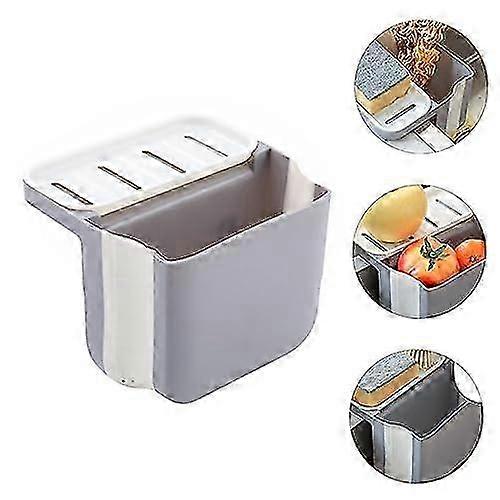 Foldable Hanging Kitchen Sink Drain Basket, Telescopic Draining Shelf, Gray