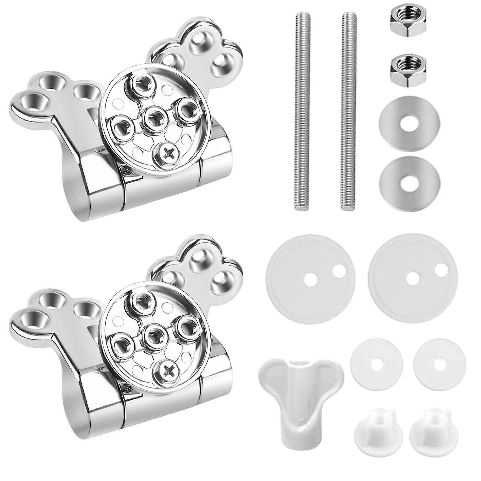 Toilet Seat Hinge Zinc Alloy, Pack Of 2, Soft Close Lid Hinge, Measuring Device Attachment, Compatible With Most Toilets