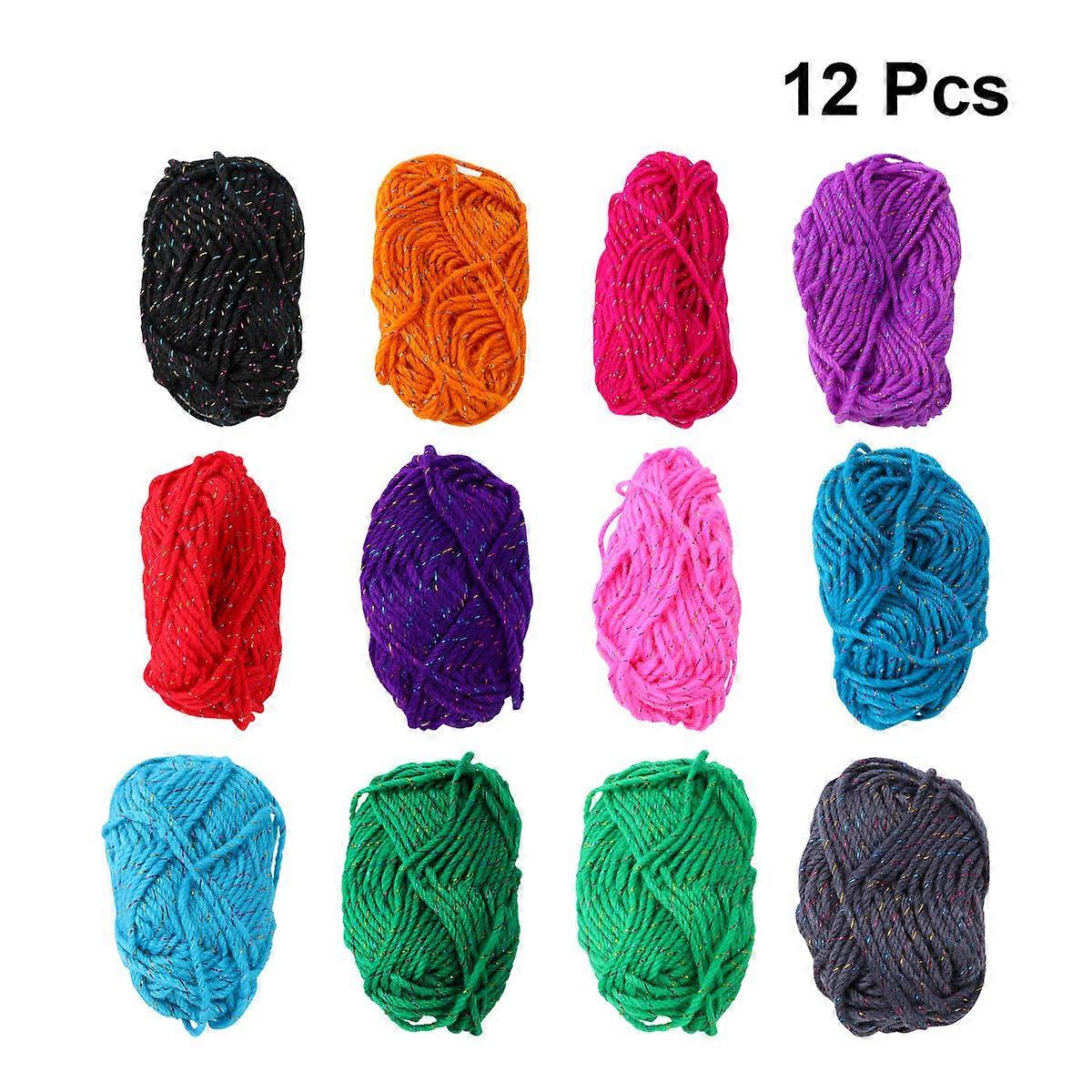Fil pour le crochet Fil à tricoter Outils d’artisanat Couleur assortie fait à la main 12Pcs