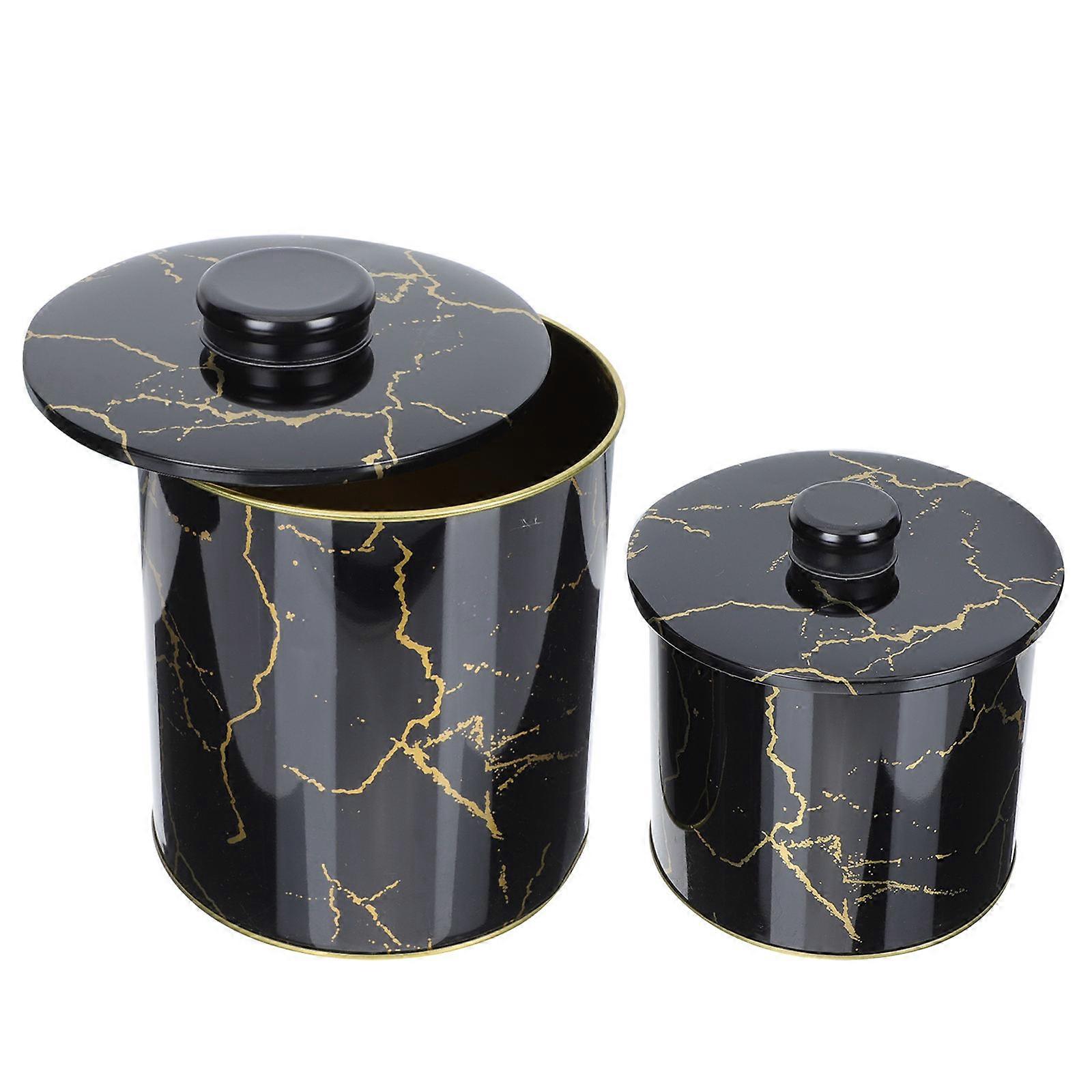 Tea Container Tinplate Candy Holder For Party Decoration Rectangular Shape 13x12.5x12.5cm 2Pcs