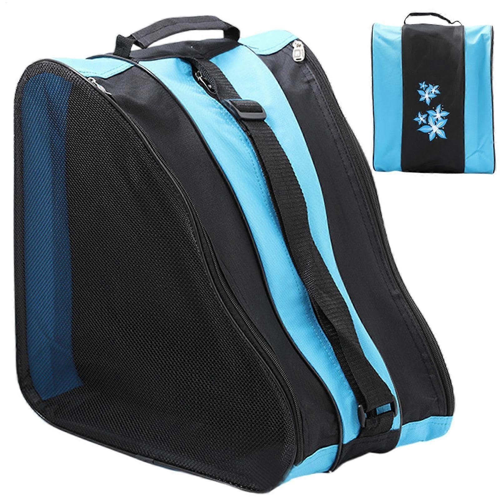 Ice Skate Storage Bag, Roller Skate Bag, with Shoulder Strap (Blue)