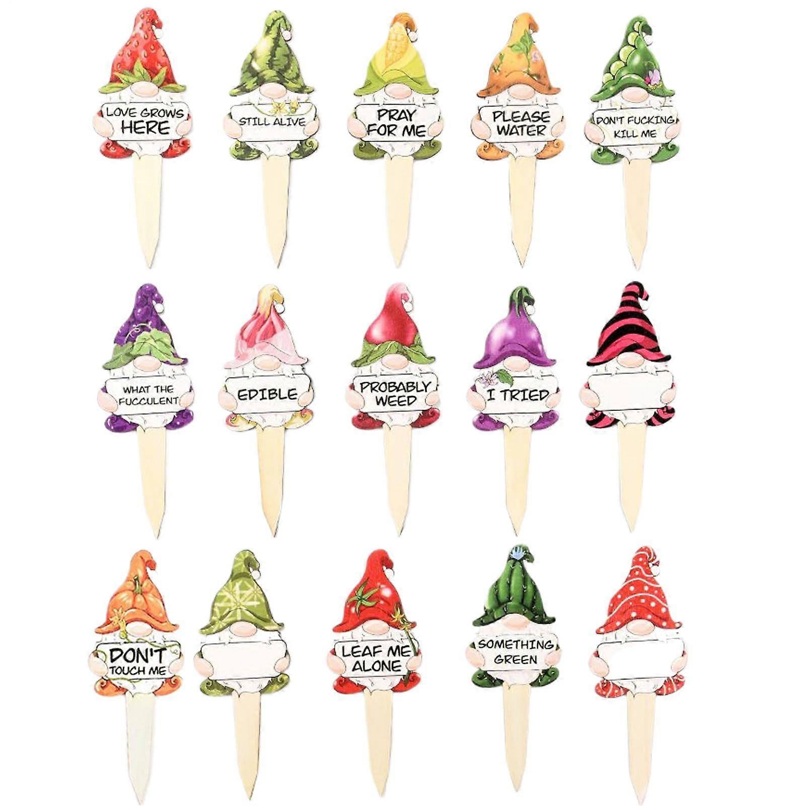 Plant Labels with Fun Gnome Design | 15 Weatherproof Tags for Pots, Succulents, Seeds, and Vegetables