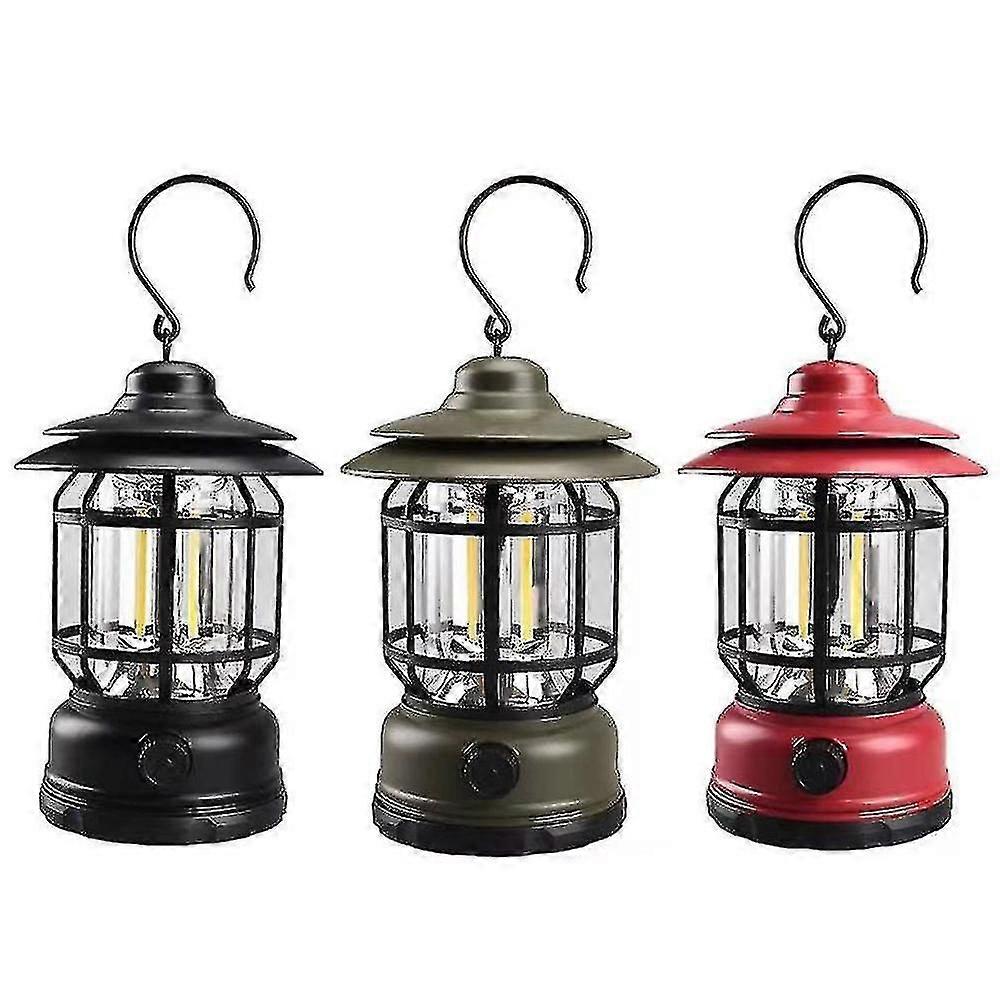 Vintage Portable LED Camping Lantern Waterproof Outdoor Tent Light Rechargeable